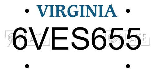 6VES655 Virginia License Plate