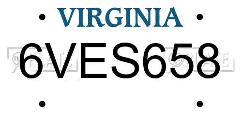 6VES658 Virginia License Plate