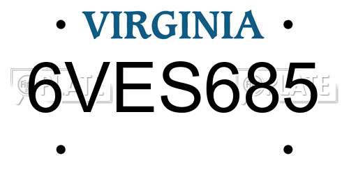 6VES685 Virginia License Plate