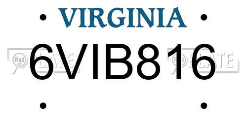 6VIB816 Virginia License Plate