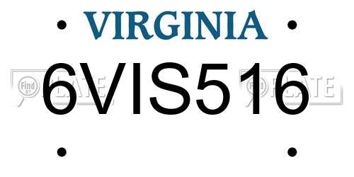 6VIS516 Virginia License Plate