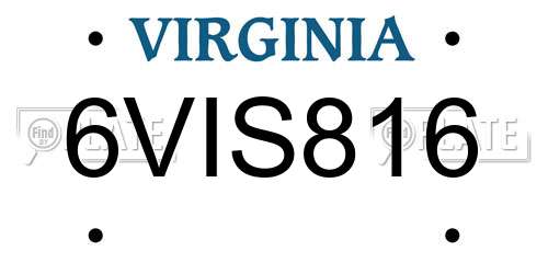 6VIS816 Virginia License Plate