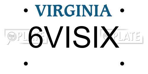 6VISIX Virginia License Plate