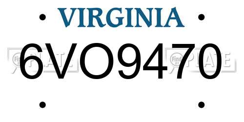 6VO9470 Virginia License Plate