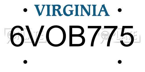 6VOB775 Virginia License Plate
