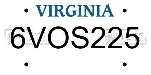 6VOS225 Virginia License Plate