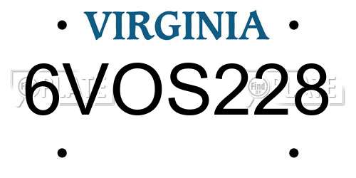 6VOS228 Virginia License Plate
