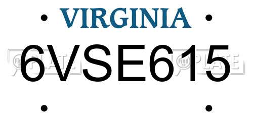 6VSE615 Virginia License Plate