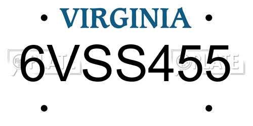 6VSS455 Virginia License Plate
