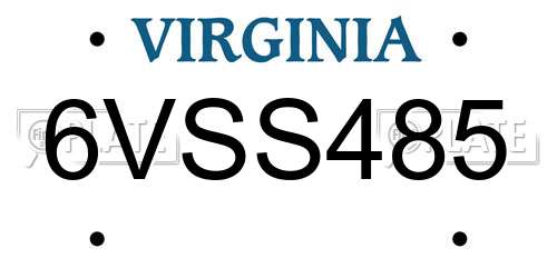 6VSS485 Virginia License Plate