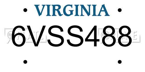 6VSS488 Virginia License Plate