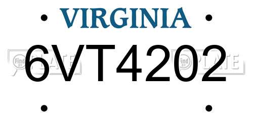 6VT4202 Virginia License Plate