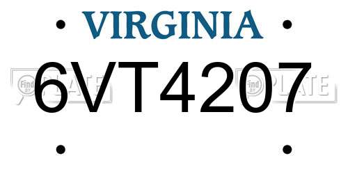 6VT4207 Virginia License Plate