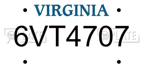 6VT4707 Virginia License Plate