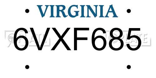 6VXF685 Virginia License Plate