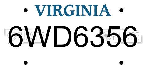 6WD6356 Virginia License Plate