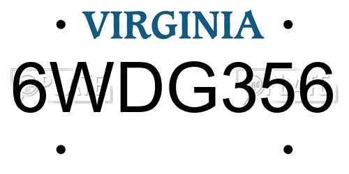 6WDG356 Virginia License Plate