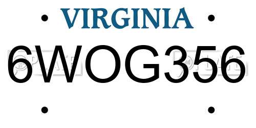 6WOG356 Virginia License Plate