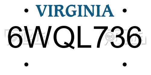 6WQL736 Virginia License Plate