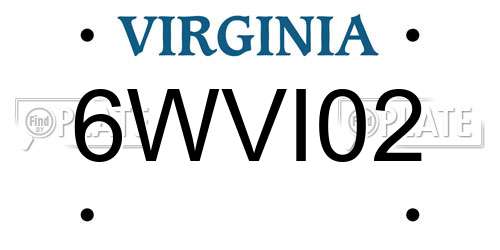 6WVI02 Virginia License Plate