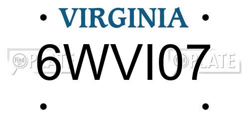 6WVI07 Virginia License Plate