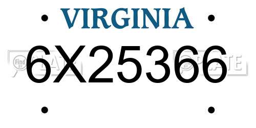 6X25366 Virginia License Plate