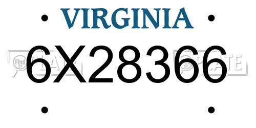 6X28366 Virginia License Plate