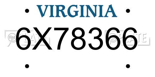 6X78366 Virginia License Plate