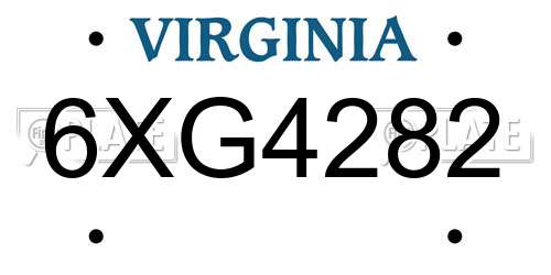 6XG4282 Virginia License Plate