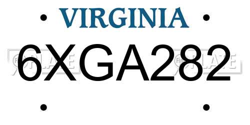 6XGA282 Virginia License Plate