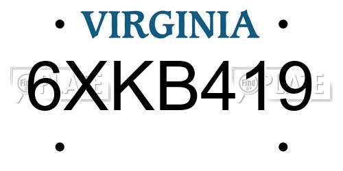 6XKB419 Virginia License Plate