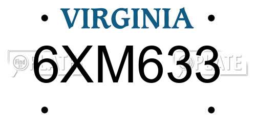 6XM633 Virginia License Plate