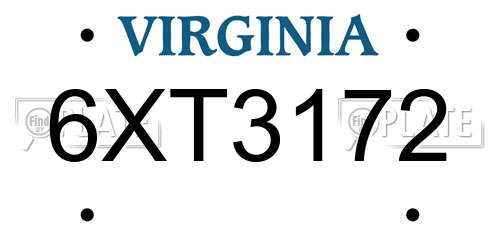 6XT3172 Virginia License Plate