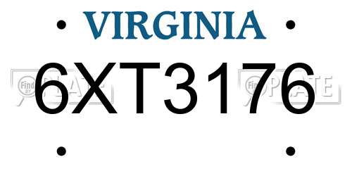6XT3176 Virginia License Plate