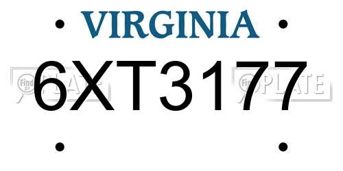 6XT3177 Virginia License Plate
