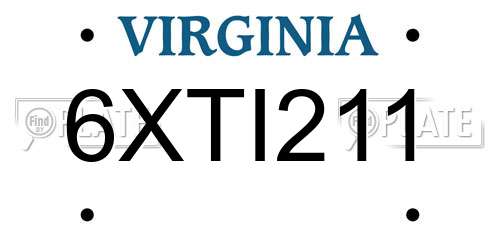 6XTI211 Virginia License Plate