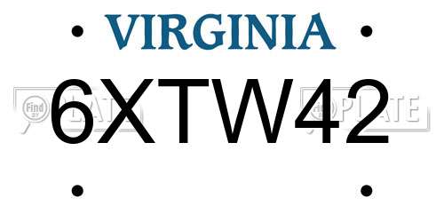 6XTW42 Virginia License Plate
