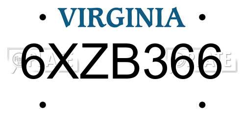 6XZB366 Virginia License Plate
