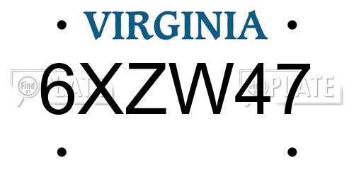 6XZW47 Virginia License Plate