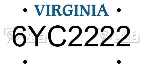 6YC2222 Virginia License Plate
