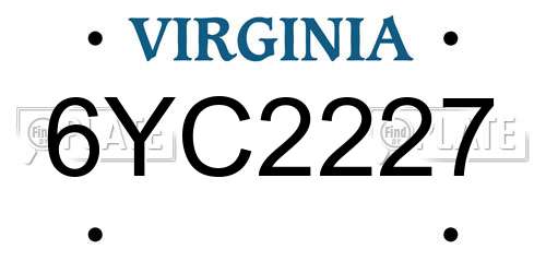 6YC2227 Virginia License Plate