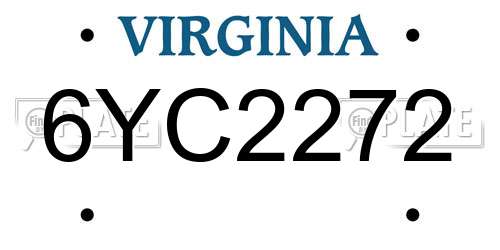 6YC2272 Virginia License Plate