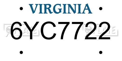 6YC7722 Virginia License Plate