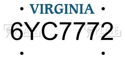 6YC7772 Virginia License Plate