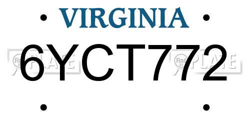 6YCT772 Virginia License Plate