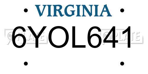 6YOL641 Virginia License Plate