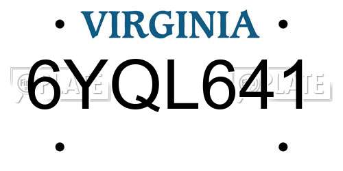 6YQL641 Virginia License Plate