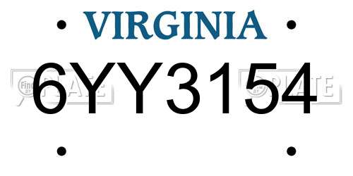 6YY3154 Virginia License Plate
