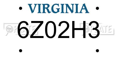 6Z02H3 Virginia License Plate