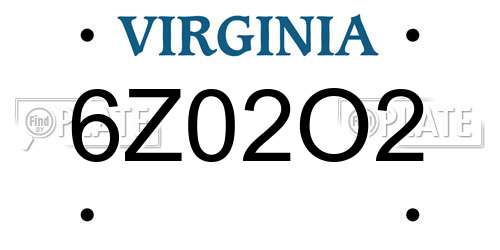 6Z02O2 Virginia License Plate